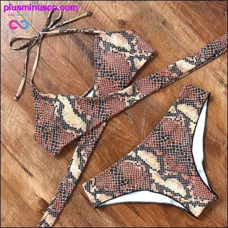 leopard swimsuit snake print bikini sexy cross bandage - plusminusco.com
