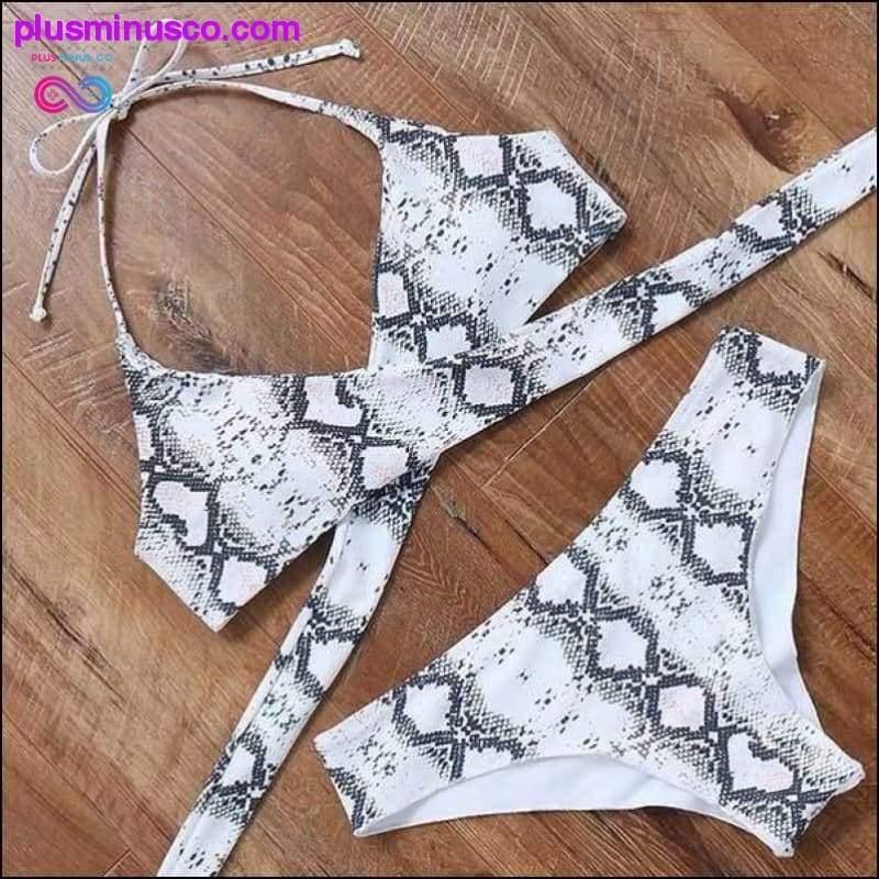 leopard swimsuit snake print bikini sexy cross bandage - plusminusco.com