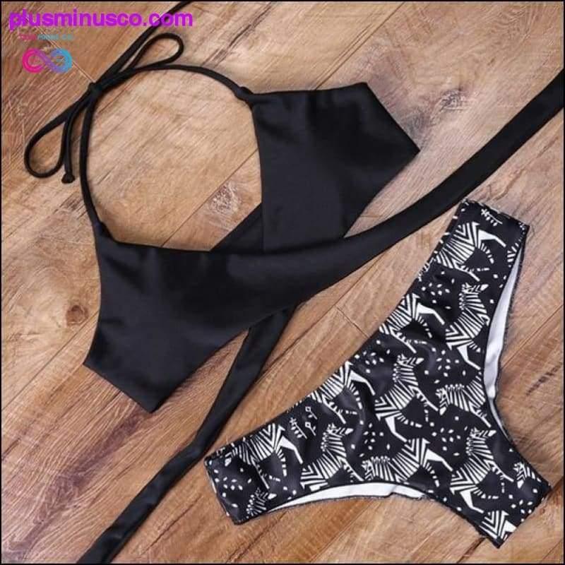 leopard swimsuit snake print bikini sexy cross bandage - plusminusco.com
