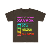 Level Of Savage Akrep T-Shirt, Akrep Kadınına Hediye || Akrep Doğum Günü Hediyesi, Akrep Tişörtü || Akrep Hediye Fikirleri || Akreplere Hediye - plusminusco.com