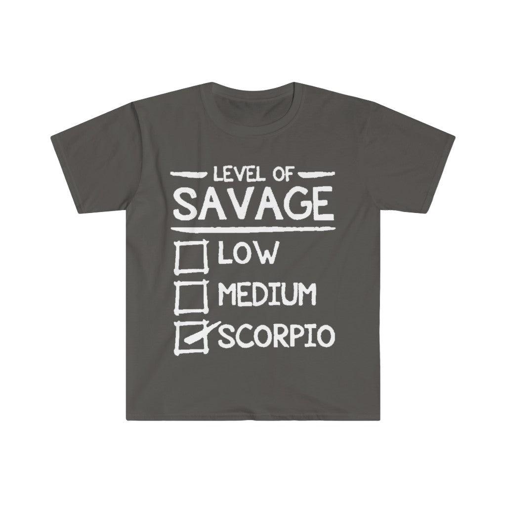 Level Of Savage Scorpio T-Shirts, Scorpio Women Gift || Scorpio Birthday Gift, scorpio tee || Scorpio Gift Ideas - plusminusco.com