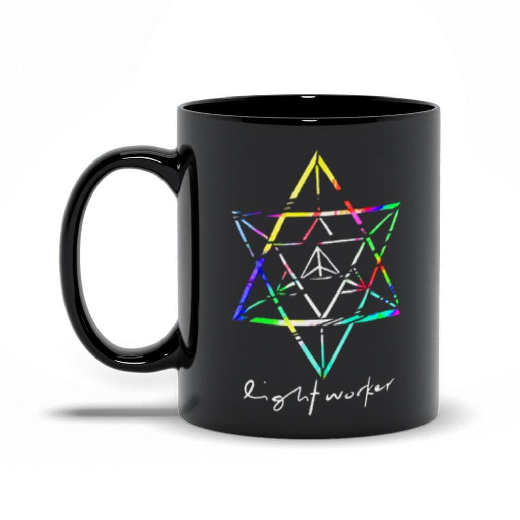 Lightworker Merkaba Sacred Geometry Abstract Black Mugs - plusminusco.com