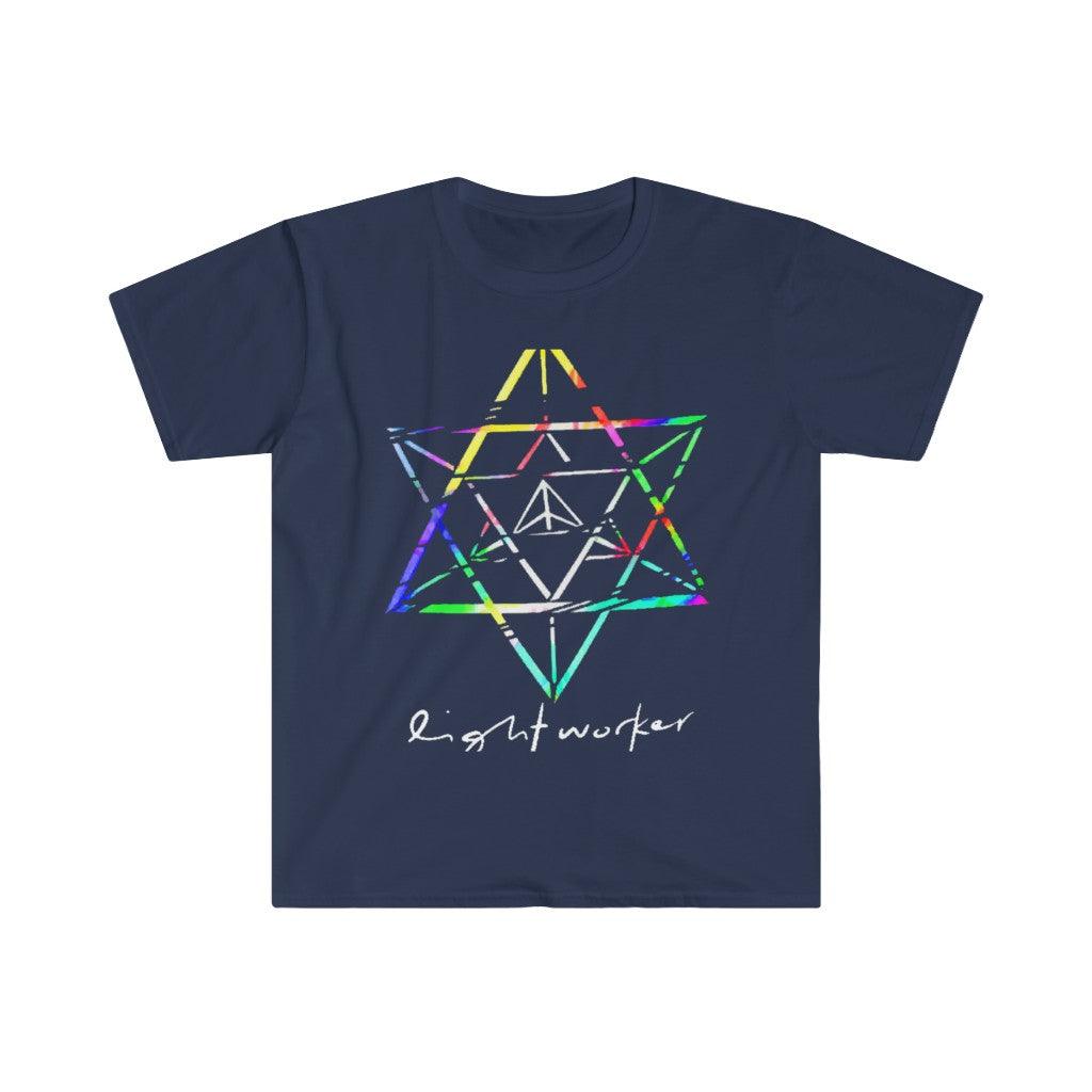 Lightworker Merkaba Sacred Geometry Abstract T-Shirts, Divine Triangle, Crystal Merkaba, Star, 7 Chakra, Sacred Geometry, Health - plusminusco.com
