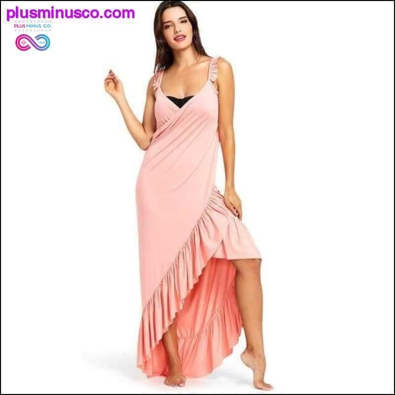 Long Flounce Wrap Cover Up Dress Summer Halter Ruffles High - plusminusco.com