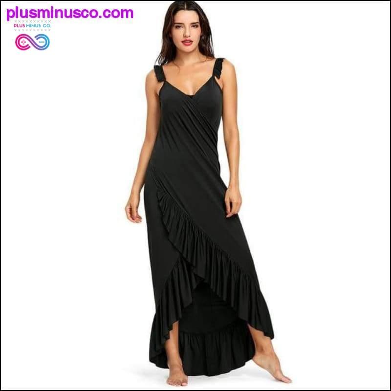 Long Flounce Wrap Cover Up Dress Summer Halter Ruffles High - plusminusco.com