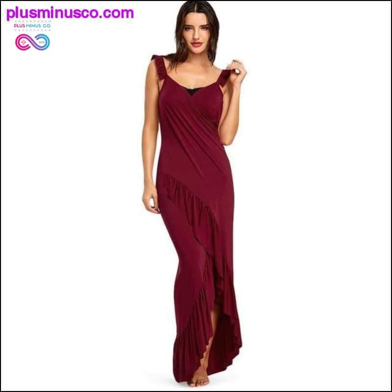 Long Flounce Wrap Cover Up Dress Summer Halter Ruffles High - plusminusco.com