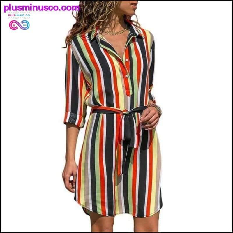 فستان قميص طويل الأكمام صيفي شيفون بوهو بيتش - plusminusco.com