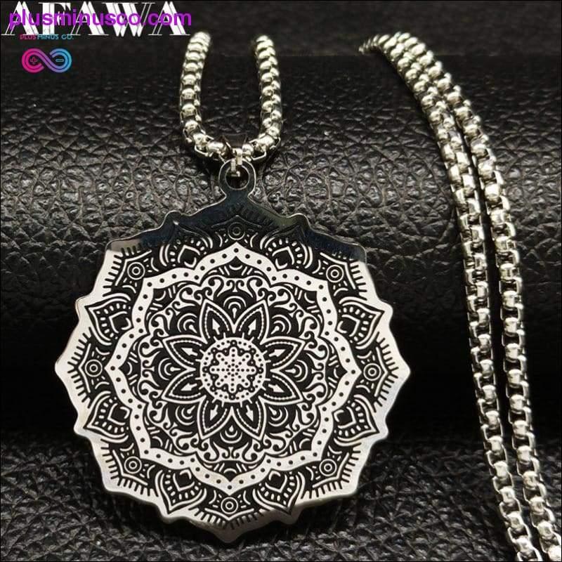 Lotus Stainless Steel Chain Necklace for Men Silver Color - plusminusco.com