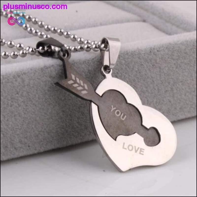 Lovers heart arrow love you pendant necklaces bead chain Couple's Necklace Arrow in the Heart Pendant - plusminusco.com