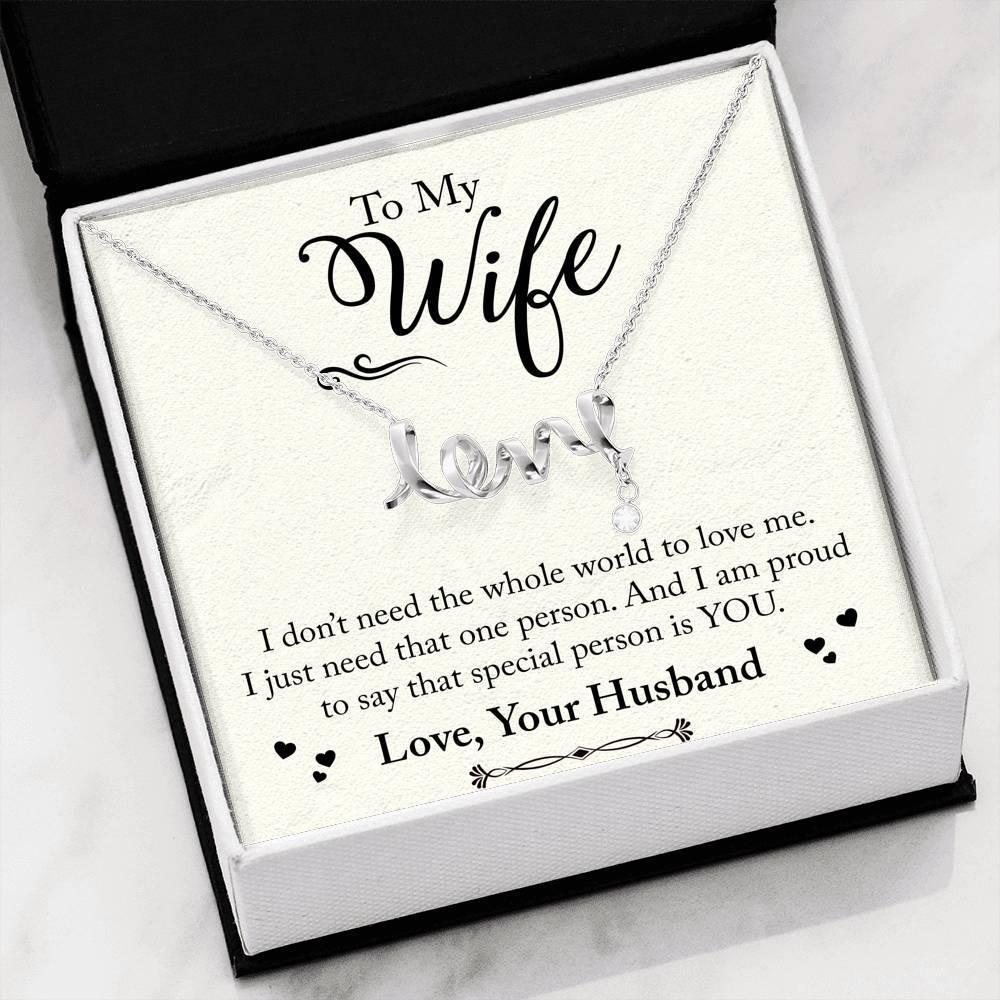 „Love,To My Wife“-Halskette, Jubiläumsgeschenk für Frau, Geburtstag – plusminusco.com