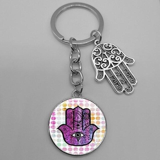 Lucky Hamsa Fatima Hand Eyes Keychains Charm Amulet Purse Bag Buckle Pendant Para sa Car Keyrings key chain holder women - plusminusco.com