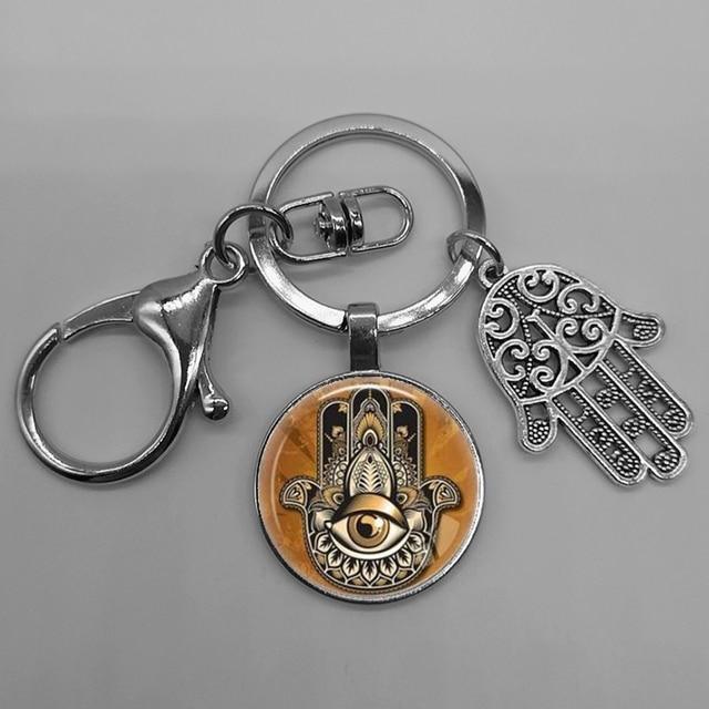 Lucky Hamsa Fatima main yeux porte-clés charme amulette sac à main boucle pendentif pour voiture porte-clés porte-clés femmes - plusminusco.com