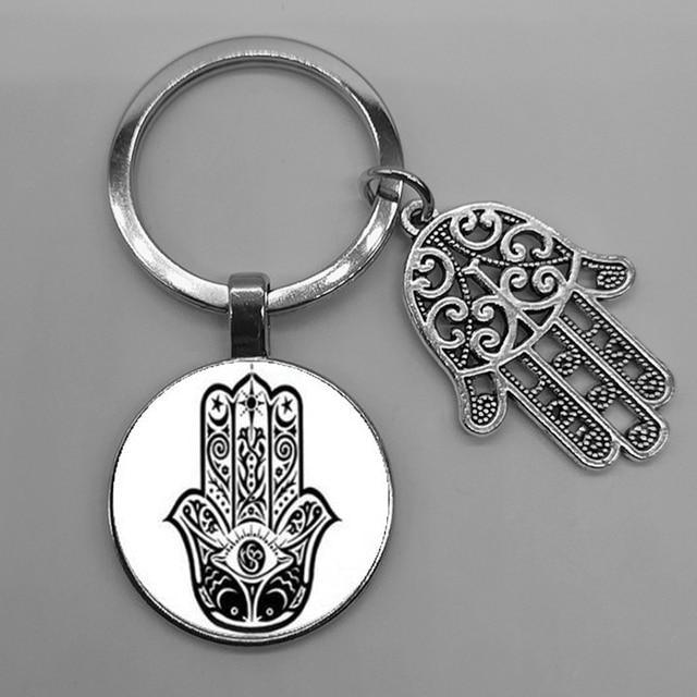 Lucky Hamsa Fatima Hand Eyes Keychains Charm Amulet Purse Bag Buckle Pendant For Car Keyrings key chains holder women - plusminusco.com