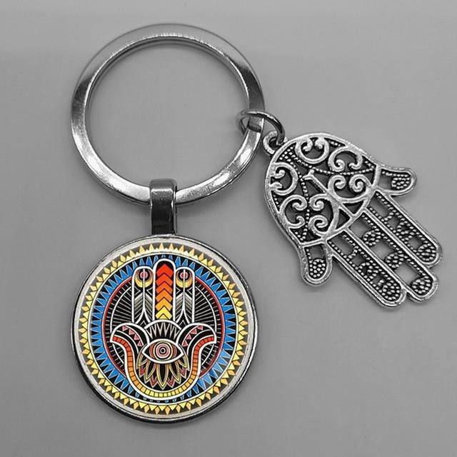 Lucky Hamsa Fatima Hand Eyes Keychains Charm Amulet Purse Bag Buckle Pendant For Car Keyrings key chains holder women - plusminusco.com