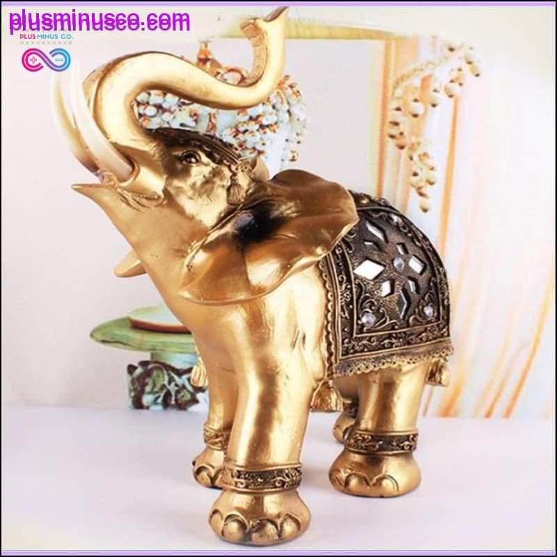 Estatueta de riqueza da sorte e casa elegante de elefante Feng Shui - plusminusco.com