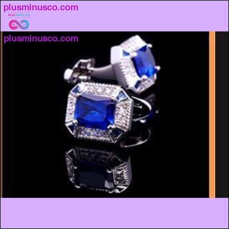 Luxuriöse quadratische Manschettenknöpfe aus blauem Stein für Herren – plusminusco.com