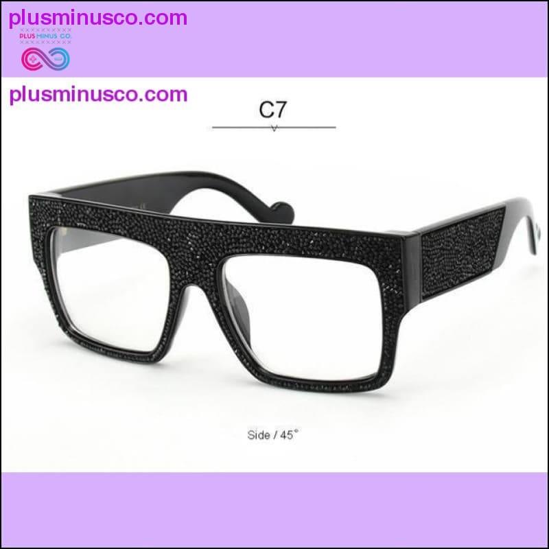 نظارات شمسية كريستالية فاخرة كبيرة الحجم للنساء - حماية 100% من الأشعة فوق البنفسجية 400 - plusminusco.com
