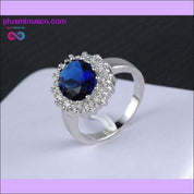 Luxury Engagement Ring with Silver Color Crystal for Women - plusminusco.com