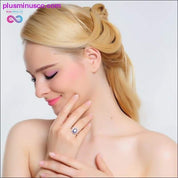 Anel de noivado de luxo com cristal prateado para mulheres - plusminusco.com