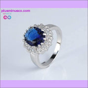 Luksuzni zaročni prstan s kristali srebrne barve za ženske - plusminusco.com