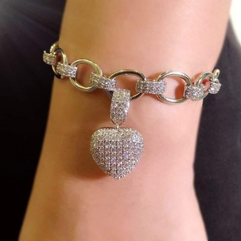 Luxury Heart shape Bracelet Full High Quality Cubic Zirconia - plusminusco.com