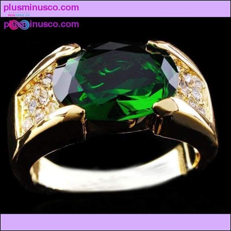Luxury Male Female Big Green Stone Gorgeous Yellow Gold - plusminusco.com