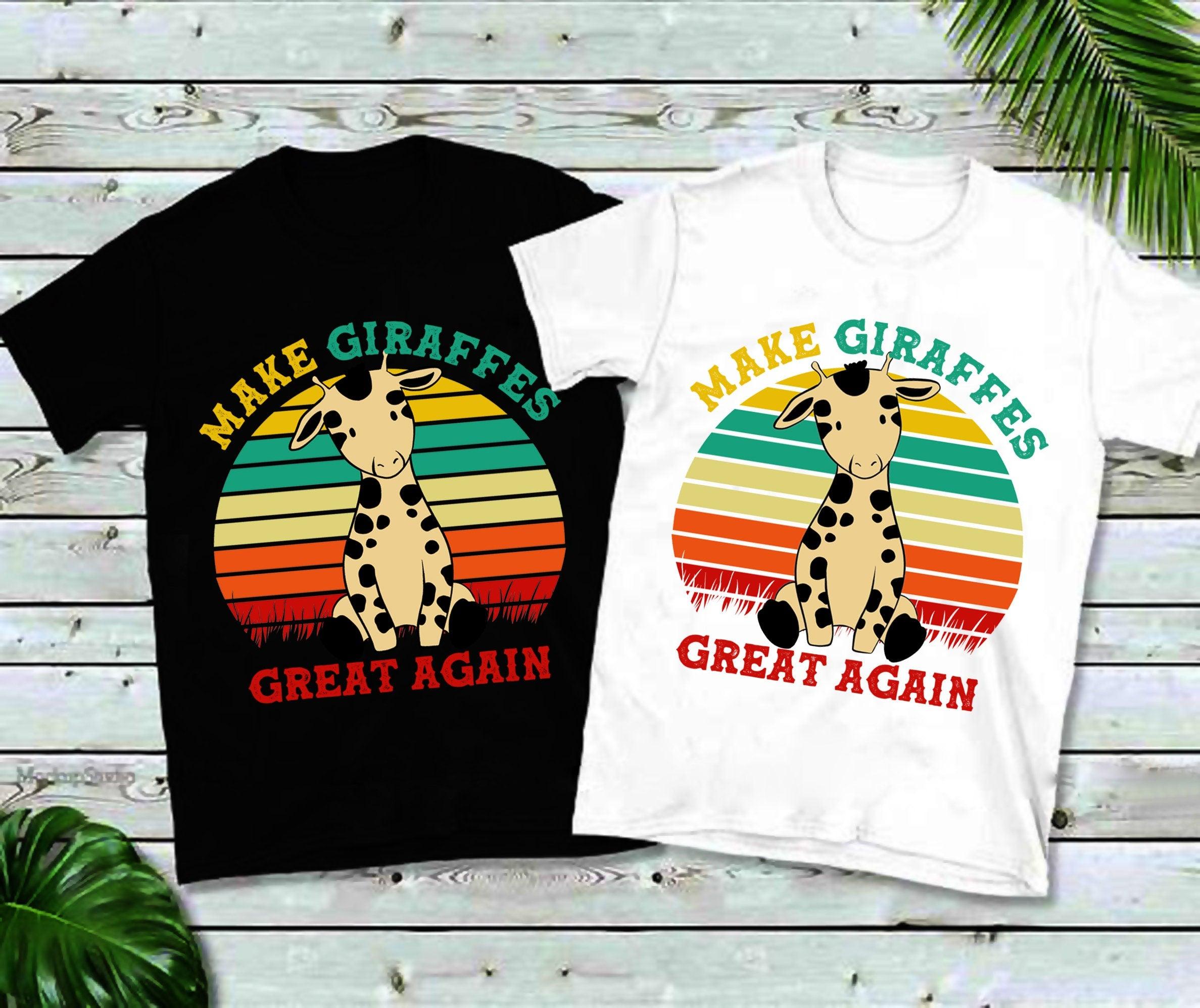 Make Giraffes Great Again | Retro Sunset T-Shirts Adventure Shirt, Spring Break Gift, Spring Shirts - plusminusco.com