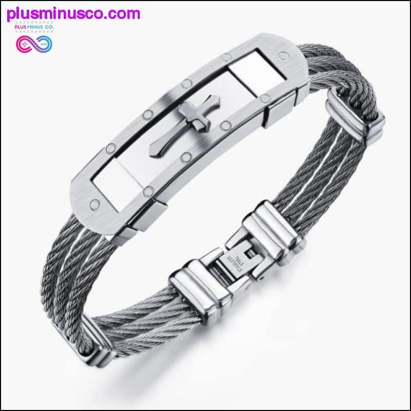 Men Bracelet Cross Stainless Steel - plusminusco.com