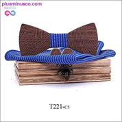 Men's Plaid Wooden Bow Tie Set Striped Wood Bowtie - plusminusco.com