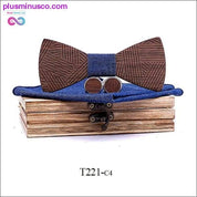 Men's Plaid Wooden Bow Tie Set Striped Wood Bowtie - plusminusco.com