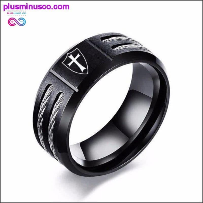 Мужское кольцо из нержавеющей стали с персонализированным христианским крестом - plusminusco.com