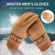 Luvas de inverno masculinas de camurça quentes com dedos divididos ao ar livre - plusminusco.com
