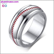 Moški bejzbolski poročni prstan Spinner iz nerjavečega jekla z rdečo - plusminusco.com