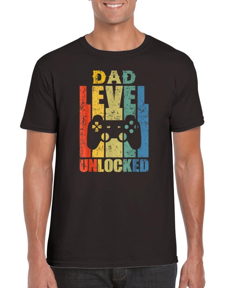 Mens Pregnancy Announcement Dad Level Unlocked Soon To Be Father T-Shirt - plusminusco.com