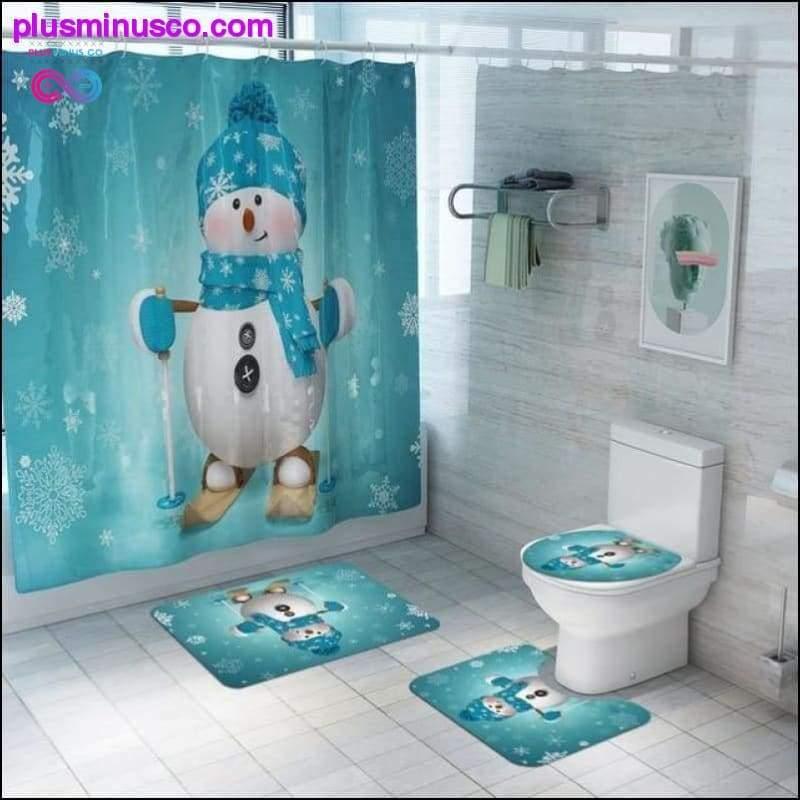 Feliz Natal Conjunto de banheiro Boneco de neve Papai Noel Elk Pattern - plusminusco.com