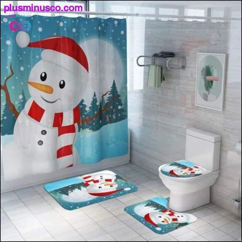 Ensemble de salle de bain joyeux Noël, bonhomme de neige, père Noël, motif élan - plusminusco.com