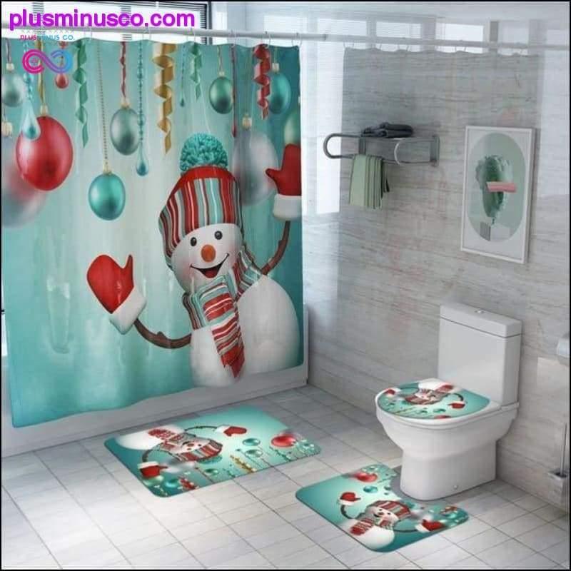 Срећан Божић сет за купатило Снежак Деда Мраз Елк Паттерн - плусминусцо.цом