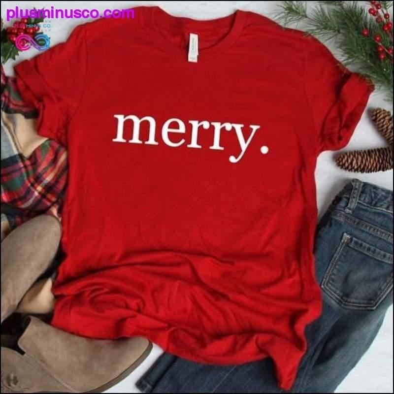 Merry Christmas Print Short Sleeve T-shirt at - plusminusco.com