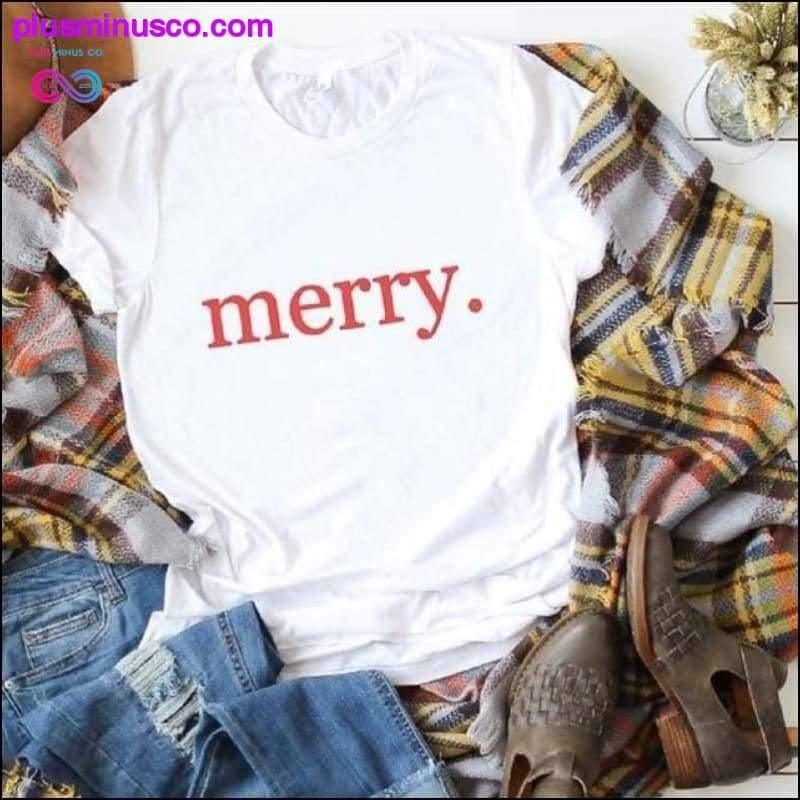 Camiseta de manga curta com estampa de Feliz Natal em - plusminusco.com