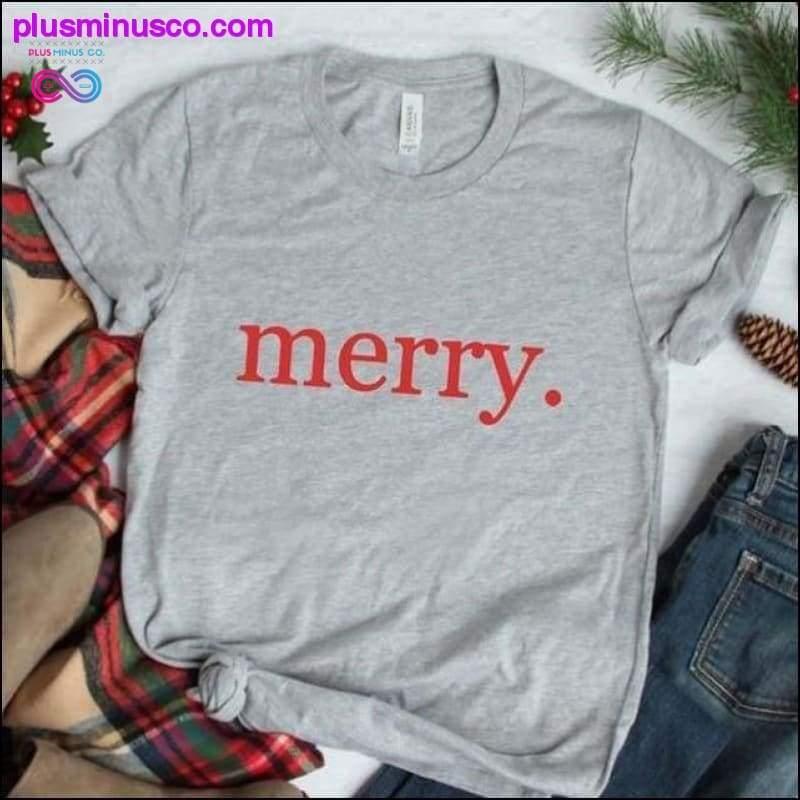 Merry Christmas Print Kortærmet T-shirt på - plusminusco.com