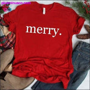 Priecīgus Ziemassvētku apdrukas T-krekls ar īsām piedurknēm vietnē plusminusco.com
