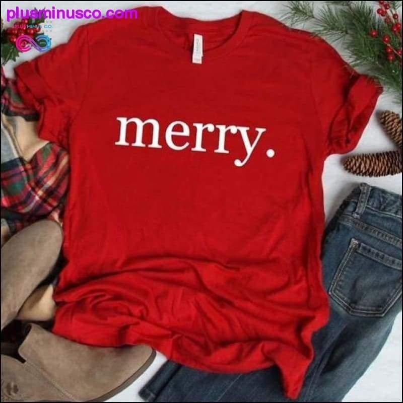 Tricou cu mânecă scurtă cu imprimeu Merry Christmas la - plusminusco.com