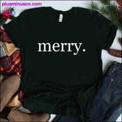 Merry Christmas Print Kortermet T-skjorte på - plusminusco.com