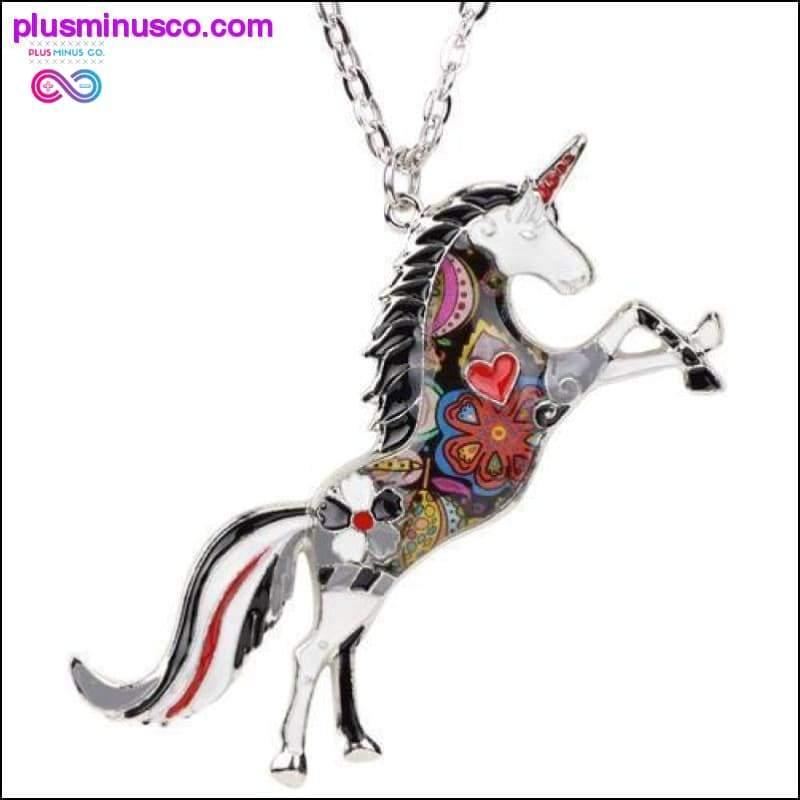 Metallkette mit Emaille-Einhorn-Halskette und Anhänger für Damen – plusminusco.com