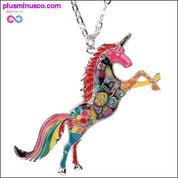 Collar y colgante de unicornio esmaltado con cadena de metal para mujer - plusminusco.com