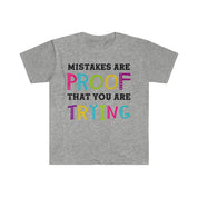 Грешките са доказателство, че опитвате тениски, мотивационна тениска, тениска за фитнес, мотивация за фитнес, мотивираща тениска, мотивация, подарък за учител - plusminusco.com