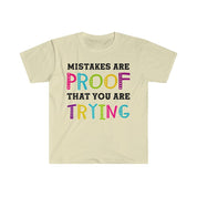 Помилки є доказом того, що ви пробуєте футболки, мотиваційну футболку, спортивну сорочку, мотиваційну футболку, мотиваційну сорочку, мотивацію, подарунок для вчителя - plusminusco.com