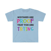Fejl er bevis på, at du prøver T-shirts, Motiverende T-shirt, Gymnastiktrøje, Gym Motivation, Motivationstrøje, Motivation, Lærergave - plusminusco.com