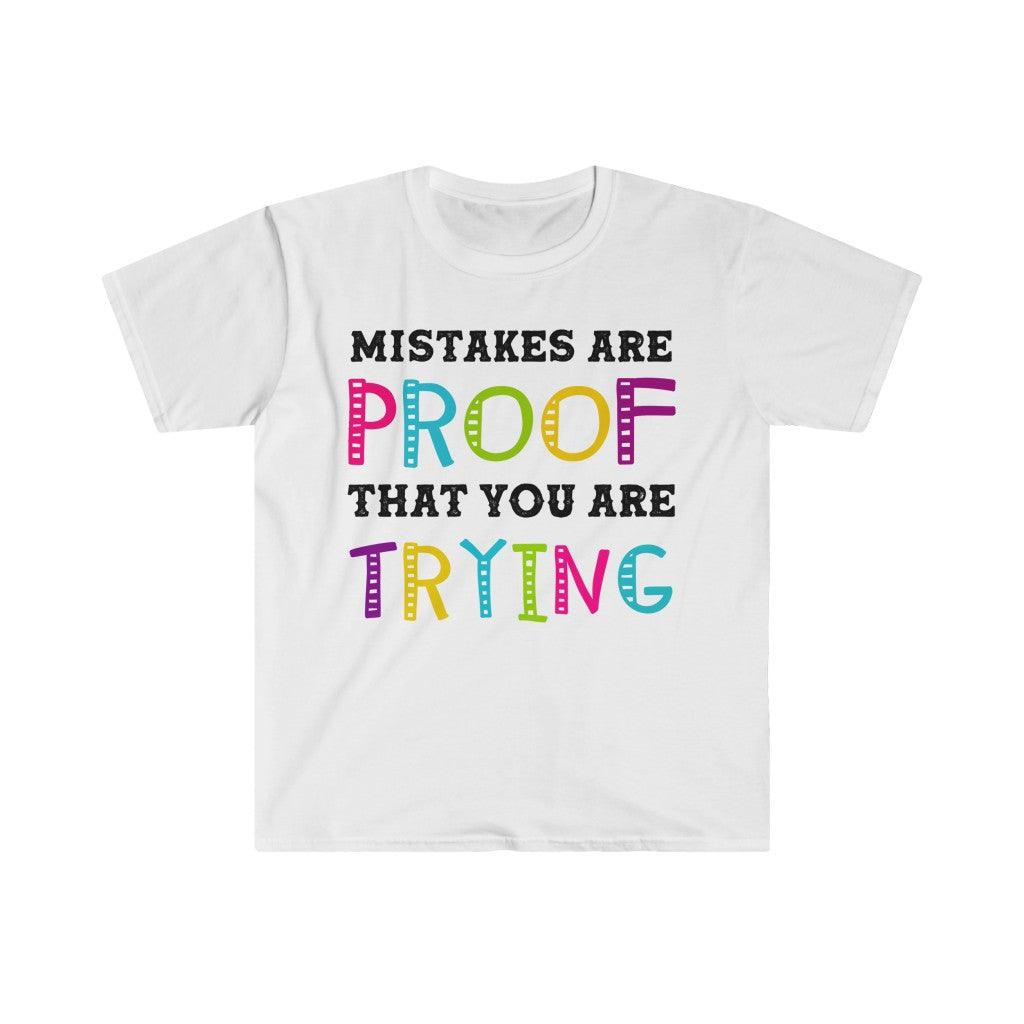 Грешките са доказателство, че опитвате тениски, мотивационна тениска, тениска за фитнес, мотивация за фитнес, мотивационна риза, мотивация, памук за подарък за учители, кръгло деколте, DTG, мъжко облекло, стандартна кройка, тениски, дамско облекло - plusminusco.com