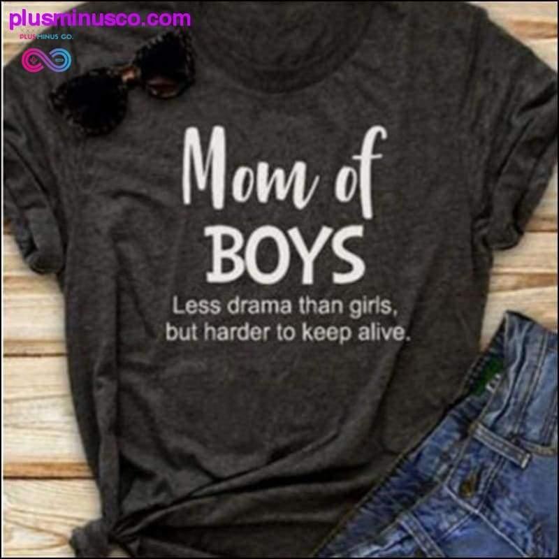 MOM OF BOYS Print Summer Funny T shirts Women Men hipster - plusminusco.com